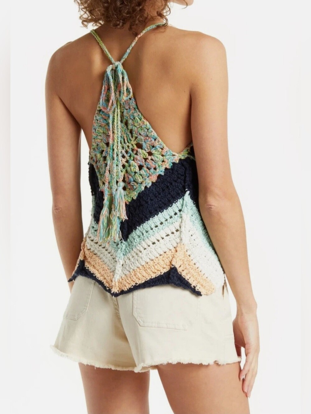 Free People NWT Swim Up Summer Breeze Combo Open Knit Chevron Top